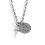 Pebbles Jones Kids Girls' Necklaces Silver - Cultured Pearl & Stainless Steel 'God Gave Me You' Initial Necklace