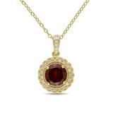 Sofia B Women's Necklaces Red - Garnet & Diamond Brilliant-Cut Pendant Necklace