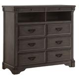 Gracie Oaks Madeley 8 Drawer 50" W Dresser Wood in Brown/Gray/Red, Size 44.75 H x 50.0 W x 20.0 D in | Wayfair 956B0632FDF4499B955AC7E2A309FEF7