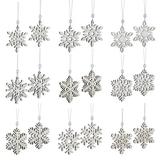 The Holiday Aisle® 18 Piece Wood Snowflake Holiday Shaped Ornament Set Wood in Brown/White, Size 2.5 H x 2.5 W x 0.3 D in | Wayfair