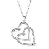 "Sterling Silver Crystal Interlocking Heart Necklace, Women's, Size: 18"", White"