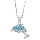 Charming Girl Sterling Silver Crystal Dolphin Pendant Necklace, Women's, Blue