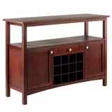 Winsome Colby Wine Rack Buffet Table Storage Cabinet, Brown
