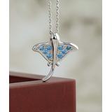 Kanishka Women's Necklaces SILVER - Blue Cubic Zirconia & Sterling Silver Stingray Pendant Necklace