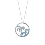 Kanishka Women's Necklaces SILVER - Blue Cubic Zirconia & Sterling Silver Palm Tree Pendant Necklace