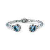 Samuel B. Collection Women's Bracelets WHITE-BLUE - Blue Topaz & Sterling Silver Woven Cuff