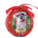 CueCuePet Schnauzer Dog Collection Twinkling Lights Christmas Ball Ornament, Medium, Red