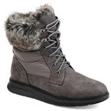 Journee Collection Flurry Women's Faux-Fur Lace-Up Boots, Size: 8.5, Grey