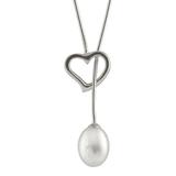 Splendid Pearls Women's Necklaces White - White Cultured Pearl Heart Lariat Necklace