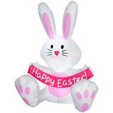 The Holiday Aisle® Air Blown Easter Bunny Inflatable & Lighted Display Polyester in Pink/White, Size 42.1 H x 33.4 W x 25.5 D in | Wayfair