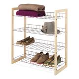 Whitmor Cabinet and Pantry Organizers - Natural Wood & Chrome Closet Shelf