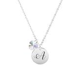 Pink Box Accessories Women's Necklaces Silver - Crystal & Stainless Steel Initial Pendant Necklace