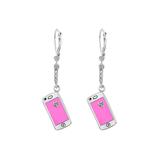 Chanteur Designs Girls' Earrings Pink - Pink Crystal & Gold-Plated Cell Phone Drop Earrings