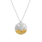 Lotus Fun Women's Necklaces silver+gold - Cultured Pearl & Sterling Silver Wave Pendant Necklace
