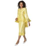 Crochet-Trimmed Suit (Size 18W) Yellow, Polyester