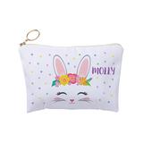 Personalized Planet Pencil Cases White - Floral Bunny Personalized Zipper Pouch