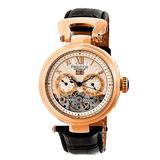 Heritor Automatic Men's Watches Rose - Two-Tone Ganzi Semi-Skeleton Leather-Strap Watch