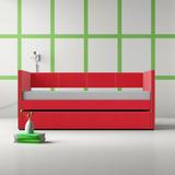 Hashtag Home Yelton Twin Daybed w/ Trundle Upholste/Polyester in Red, Size 36.5 H x 40.75 W x 82.0 D in | Wayfair 89D1A788A57B44E5B8E3EFB320588A4C