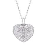 "Stella Grace Sterling Silver Diamond Accent Vintage Filigree Heart Locket, Women's, Size: 18"", White"