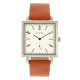 Simplify Watches Silver/Brown - Silvertone & Brown The 5000 Leather-Band Watch - Unisex