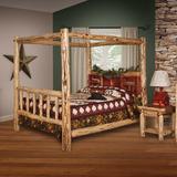 Loon Peak® Tulane Red Cedar Log Canopy Bed Wood in White, Size 80.0 H x 58.0 W x 84.0 D in | Wayfair 4FFD7997165546D89A0BF2B9EEF0D5D5