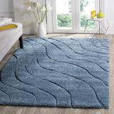 Blue/Brown Area Rug - Wade Logan® Ashal Abstract Blue Area Rug Polypropylene in Blue/Brown, Size 79.0 W x 1.97 D in | Wayfair