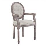 Arise Vintage French Upholstered Fabric Dining Armchair Set of 2 EEI-3106-BEI-SET