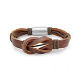 Steel Time Men's Bracelets brown/yellow - Brown Leather Knot Bracelet