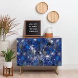 East Urban Home Ninola Ink Splatter Sideboard Credenza Wood in Blue/Brown/Gray, Size 30.0 H x 35.5 W x 17.5 D in | Wayfair
