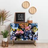 East Urban Home Ninola Spring Memories Painting Sideboard Credenza Wood in Blue/Brown/Yellow, Size 30.0 H x 35.5 W x 17.5 D in | Wayfair