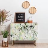 East Urban Home Ninola Design Ink Splatter Lime Banana 2 Door Credenza Cabinet Wood in Green, Size 38.0 H x 38.0 W x 20.0 D in | Wayfair