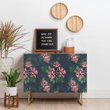 The Twillery Co.® Holli Zollinger Chrysanthemum Twilight 2 Door Credenza Cabinet Wood in Blue/Brown/Green | Wayfair