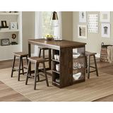 Darby Home Co Elosie 4 - Person Counter Height Solid Wood Dining Set Wood in Brown | Wayfair 4D143E504EE84A88AB44C6806BFE29F2