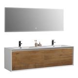 Union Rustic Daijon 75" Wall Mounted Double Bathroom Vanity Set w/ Mirror Wood/Plastic in White, Size 20.5 H x 74.5 W x 22.87 D in | Wayfair