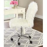 Linon Home Office Chairs Chrome - White Faux Fur Armless Office Chair