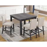 Gracie Oaks Ralston 4 - Person Counter Height Dining Set Wood/Upholstered Chairs in Brown/Gray, Size 36.0 H in | Wayfair