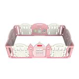 Dwinguler Castle Playpen Safety Gate Plastic in White, Size 30.8 H x 94.0 W x 59.0 D in | Wayfair PDC-L1-002