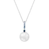 Belk & Co Women's 17.75 ct. Ming Pearl with 1/3 ct. t.w. Blue Topaz Pendant Necklace in Sterling Silver, 18 in