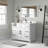 Red Barrel Studio® Valor 48" Single Bathroom Vanity Set w/ Mirror Stone in White, Size 36.0 H x 48.0 W x 22.0 D in | Wayfair