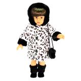 American Fashion World Doll Clothing Black - Black & White Leopard Doll Coat & Purse