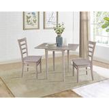 August Grove® New Canaan Small Dual 3 Piece Drop Leaf Solid Wood Dining Set Wood in Brown/Gray, Size 29.0 H in | Wayfair