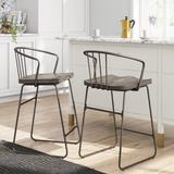 Sand & Stable™ Fincastle Iron 24.5" Counter Stool Set of 2 Wood/Metal in Brown/Gray, Size 33.75 H x 20.0 W x 20.0 D in | Wayfair
