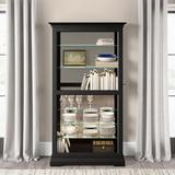 Darby Home Co Bremer Lighted Curio Cabinet Wood in Black/Brown, Size 78.25 H x 42.5 W x 17.0 D in | Wayfair 23CF8189476A46ED9486612166250CCF