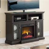 Charlton Home® Seadrift TV Stand for TVs up to 50" w/ Electric Fireplace Included Wood in Brown/Gray, Size 32.0 H in | Wayfair