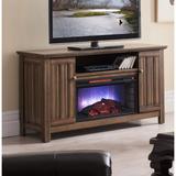 Millwood Pines Allen TV Stand for TVs up to 65" w/ Electric Fireplace Included Wood in Brown/Gray, Size 29.0 H in | Wayfair