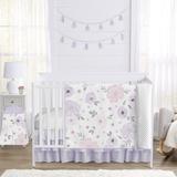 Sweet Jojo Designs Watercolor Floral 4 Piece Crib Bedding Set Polyester in Gray | Wayfair WatercolorFloral-LV-GY-Crib-4