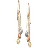 Tri-color Beaded Chain Drop Earrings In 10k Yellow, White And Rose Gold - Metallic - Macy's Earrings
