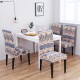 House of Hampton® Pattern Soft Elegant Spandex Fabric Stretch Box Cushion Dining Chair Slipcover Polyester in Blue | Wayfair