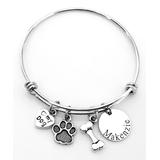 Pebbles Jones Kids Girls' Bracelets Silver - Stainless Steel 'Love My Dog' Personalized Adjustable Charm Bangle