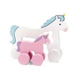 Jack Rabbit Creations Push and Pull Toys - White & Blue Unicorn Rolling Toy Set